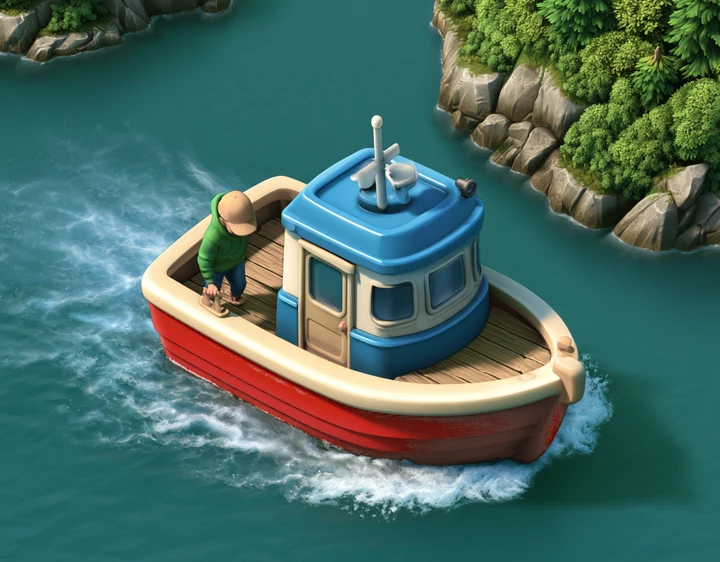 Waterfalls pouring into a fjord, from the Norwegian Fjord map